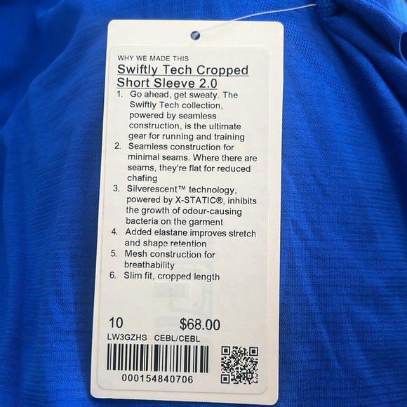 Lululemon Swiftly Tech Cropped Short-Sleeve Shirt 2.0 CERULEAN BLUE IN … - Picture 5 of 8